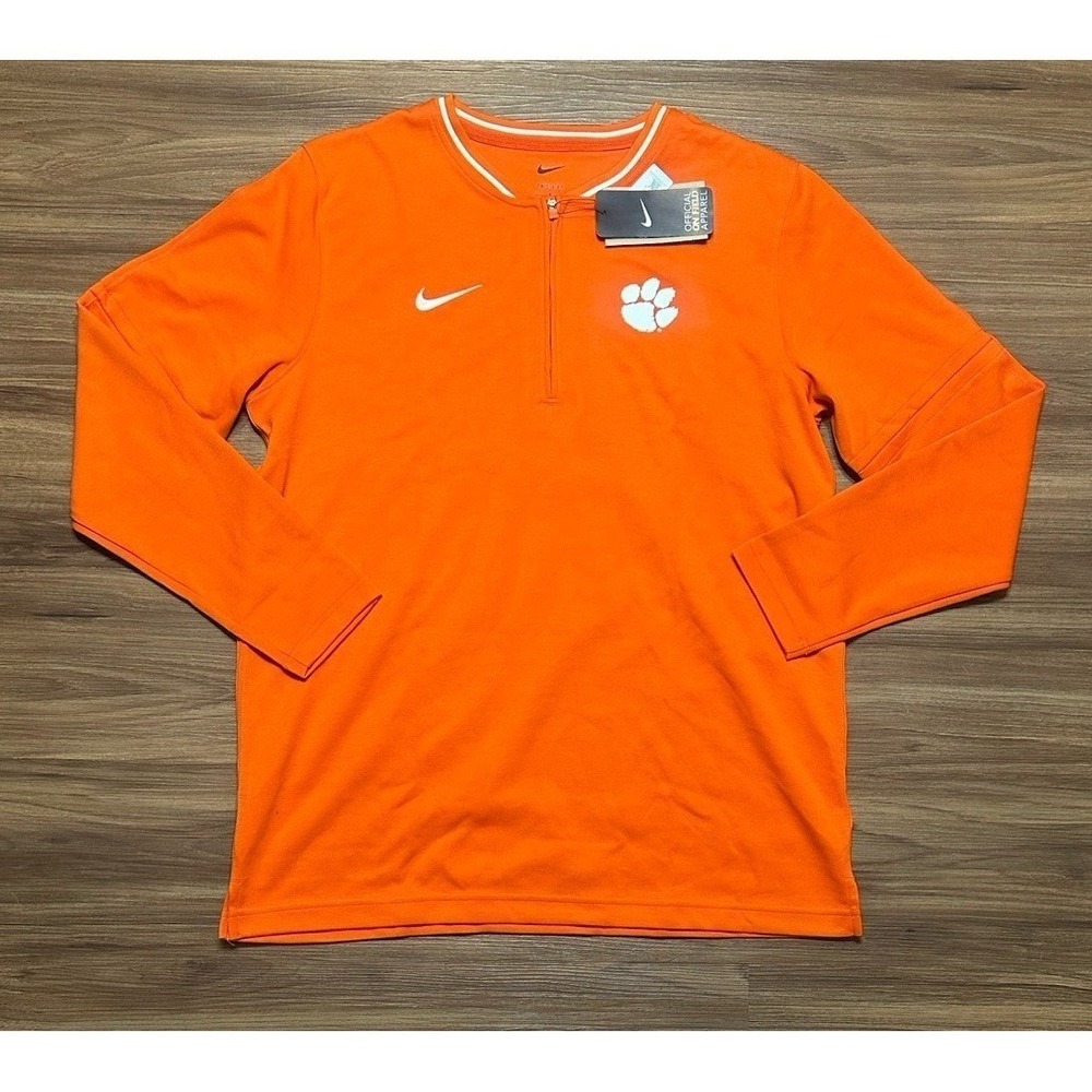 Nike Dri Fit Clemson Tigers Sideline Coaches Jacket 1/4 Zip Orange Men's Sz L